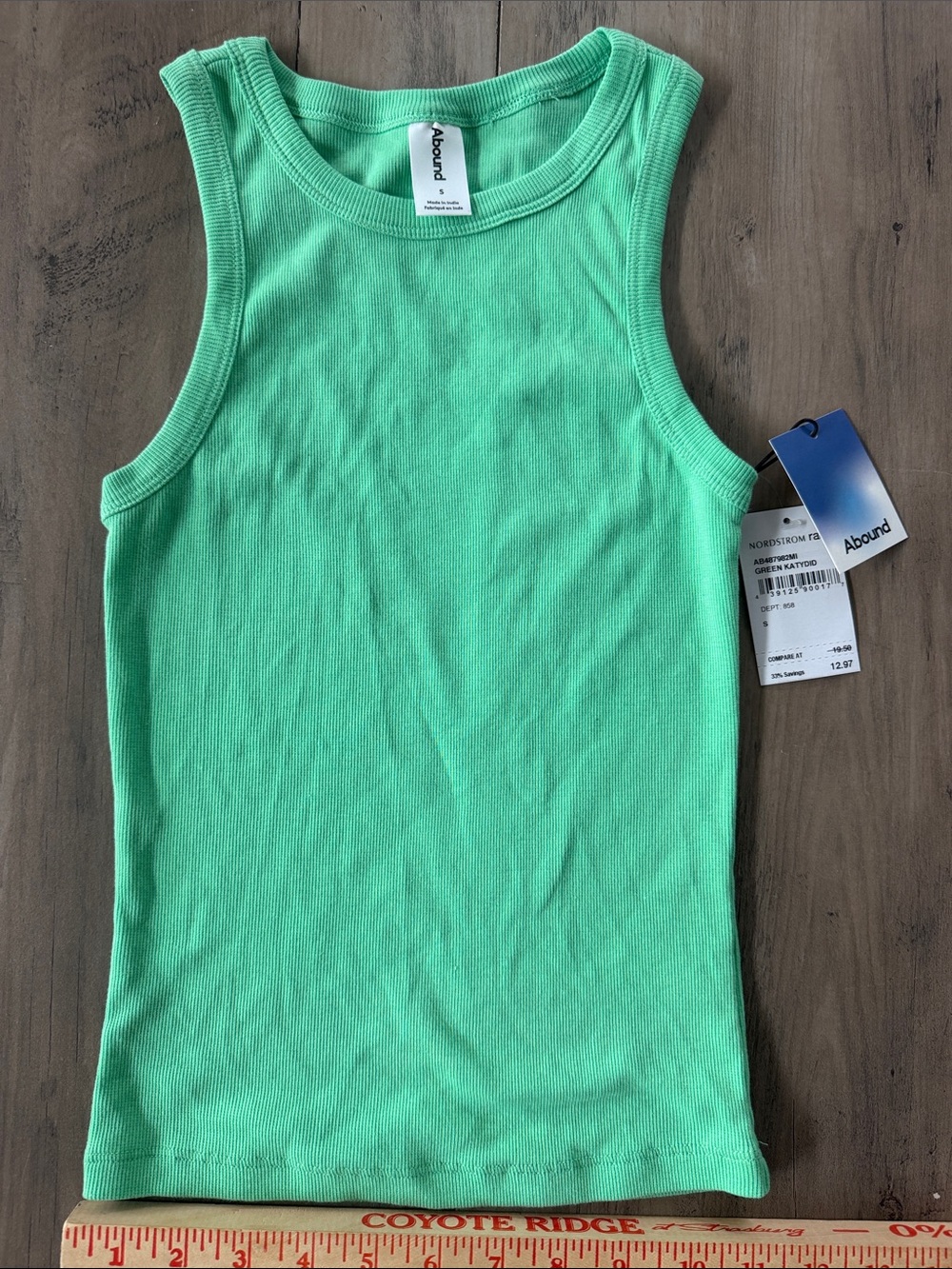 Abound Small Green Ribbed Tank Top NWT